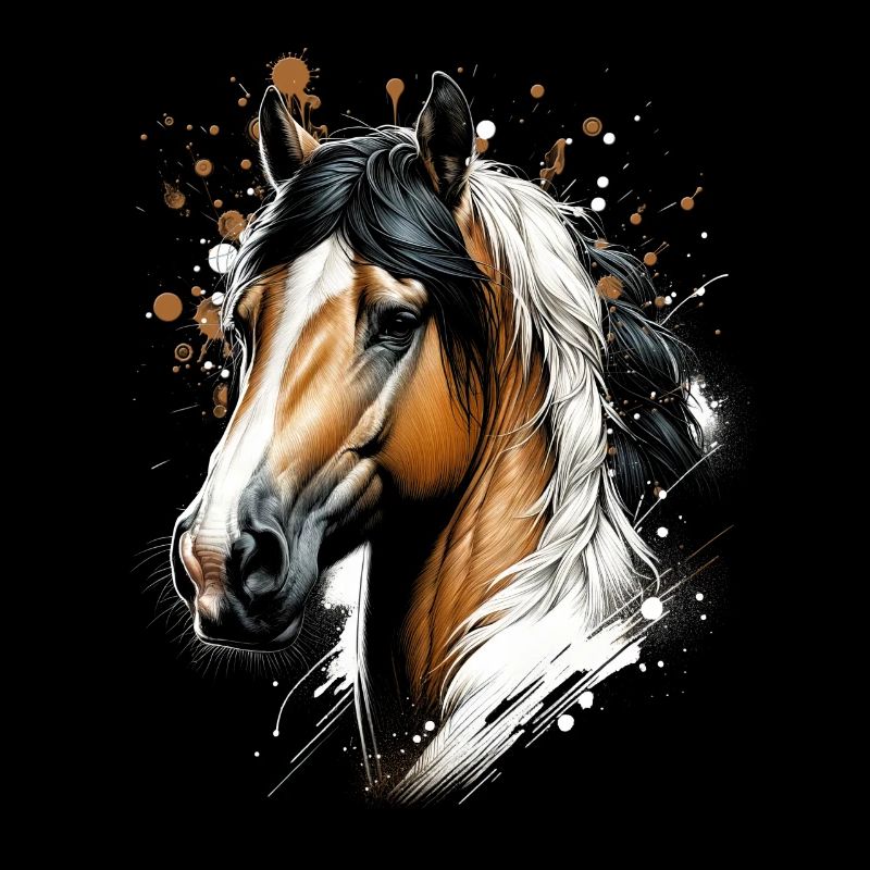 Cheval avec des touches de couleur dans un style cool