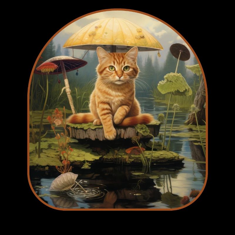 Angelnde Katze genießt einen ruhigen Tag an einem