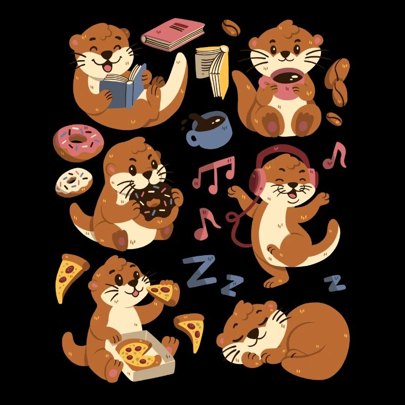 Otter: Coffee, Pizza, Donut, Reading, Music, Dancing