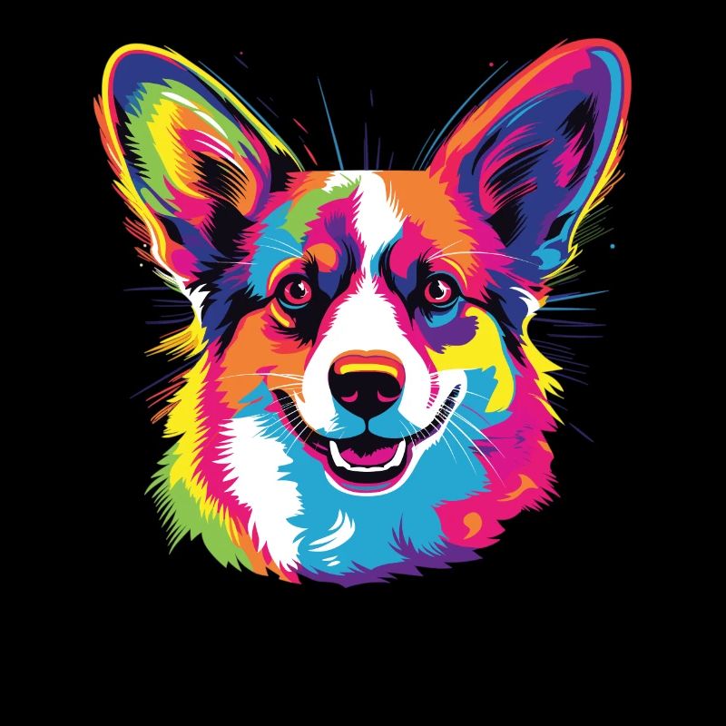 Aquarelle colorée Pembroke Welsh Corgi