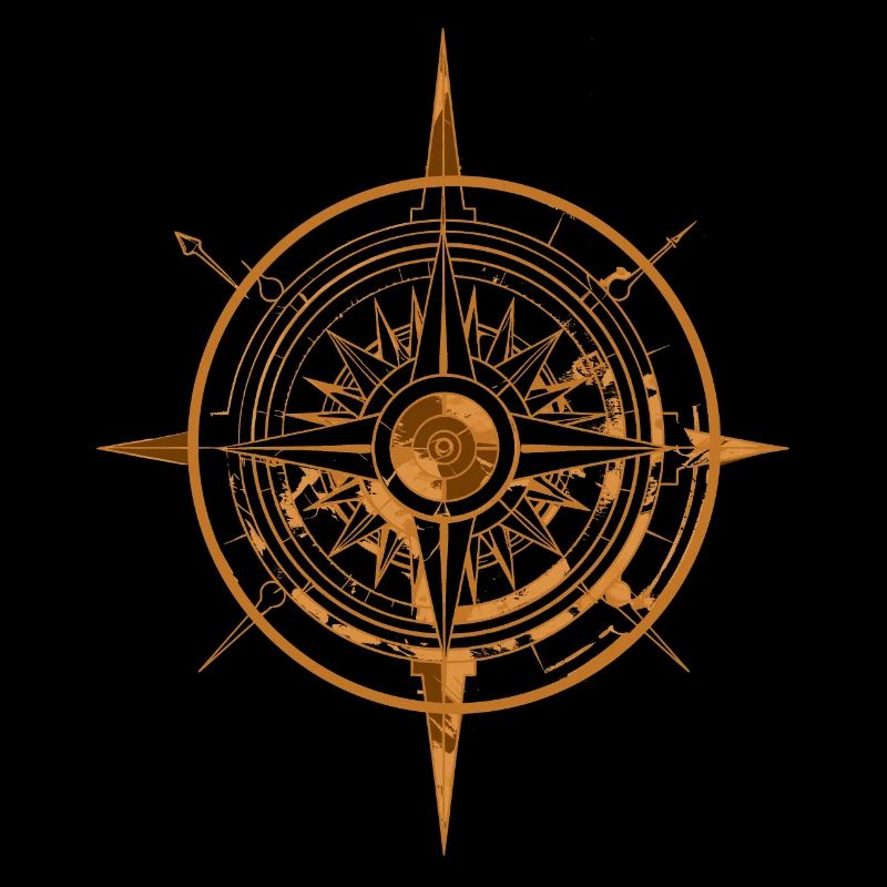 Vintage Grunge Compass Abstract Rustic Illustratio