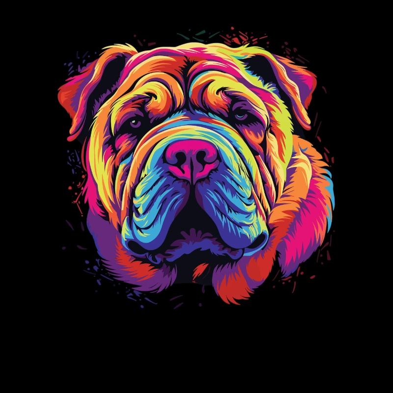 Wasserfarben Farbenfroher Chinese Shar Pei