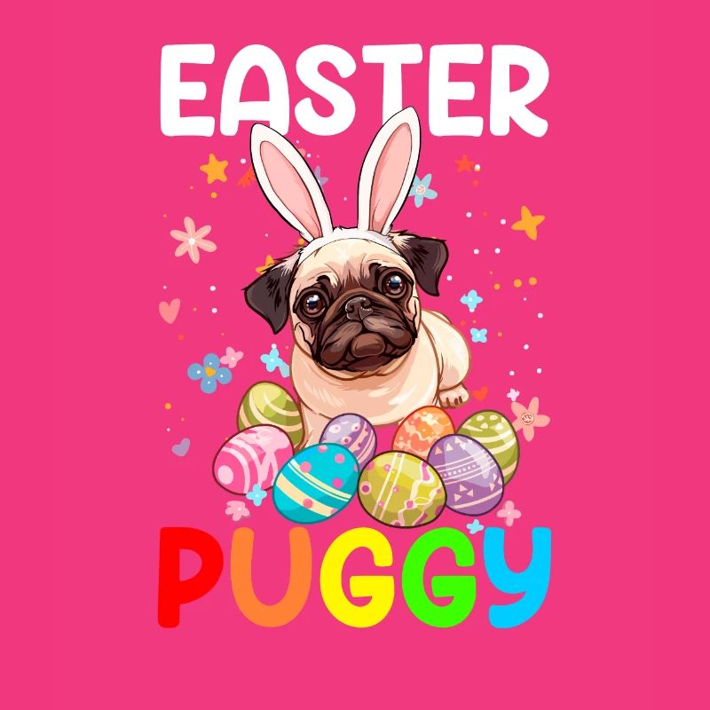 Pug easter eggs Hunting easter day