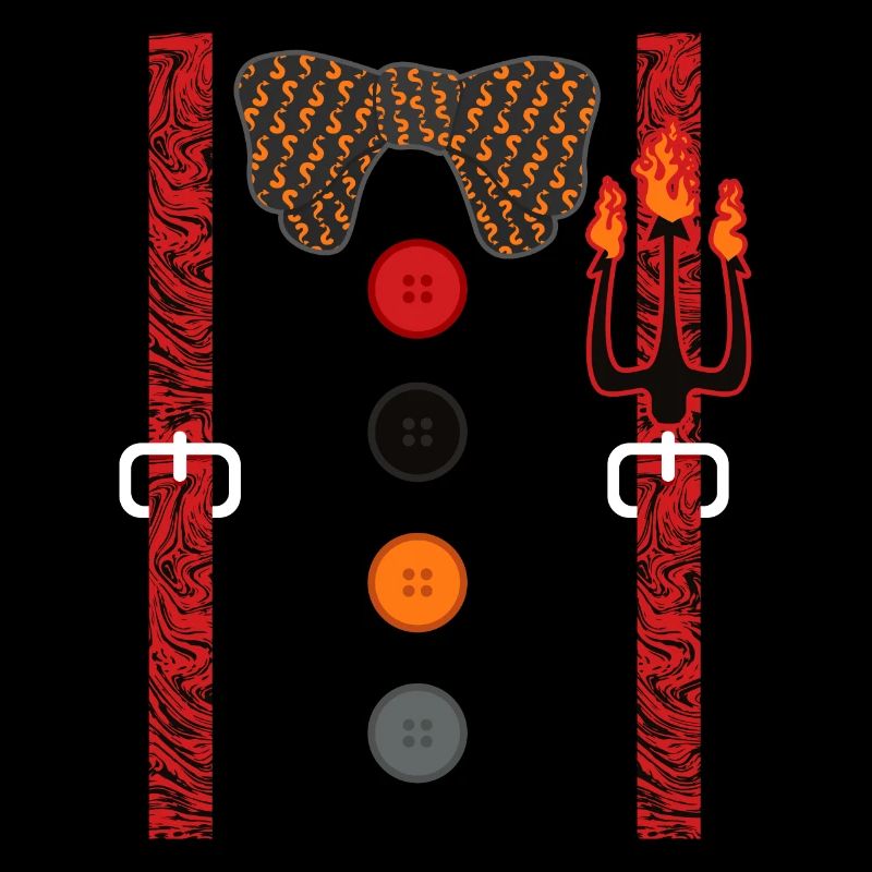 Devil Shirt, Suspender Demon Pitchfork Flames