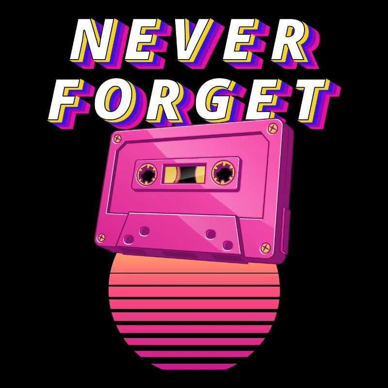 Never Forget Vintage Retro Pink Cassette 80s