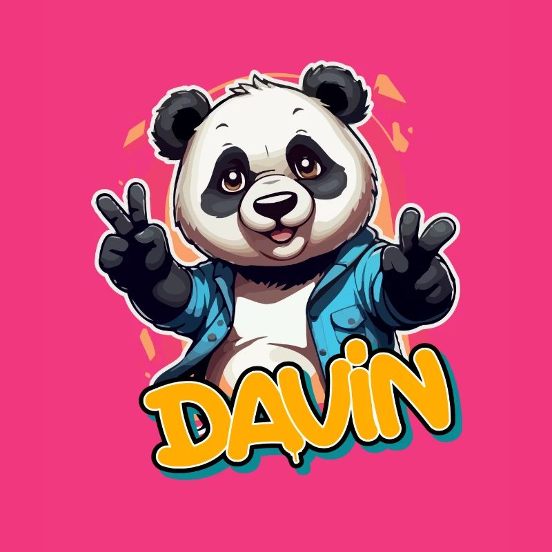 DAVIN - Handsome Boy Name with Cool Panda