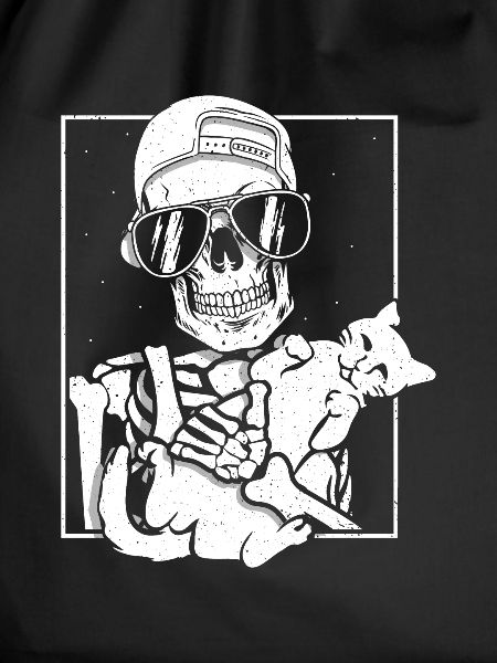Skeleton Holding Cat