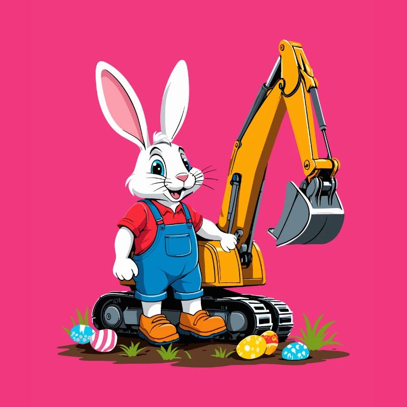 Easter Bunny Excavator Driver Easter Eggs Digging Funny