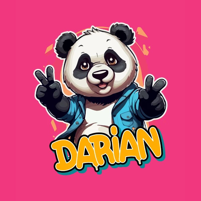 DARIAN - Handsome Boy Name with Cool Panda