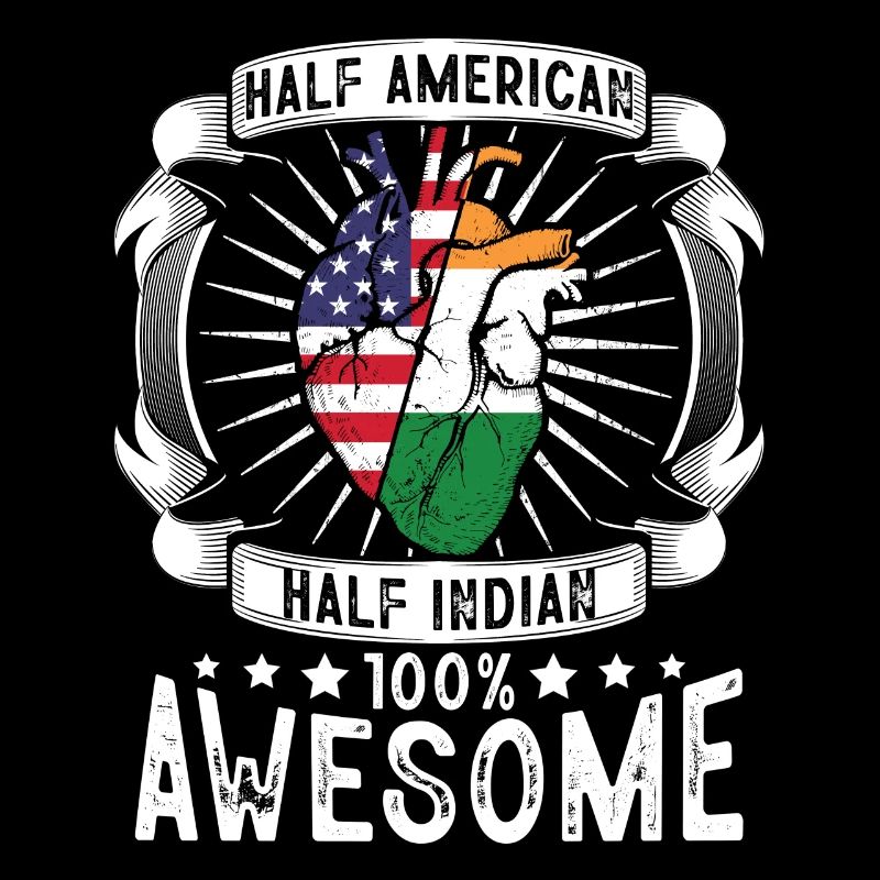 Inde États-Unis Drapeau - moitié américain moitié indien
