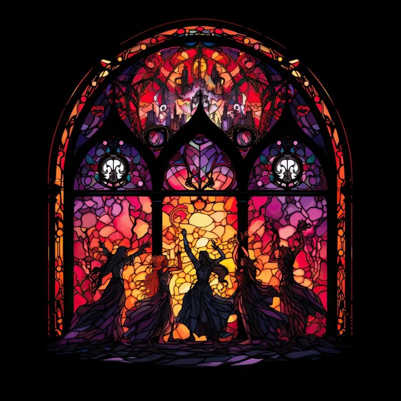 Wicca Dancing Witch Stained Glass Neopaganism Witc