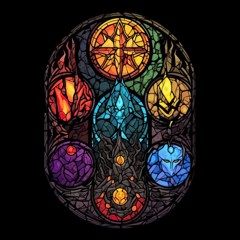 Gothic Witchcraft Elements Stained Glass Wicca