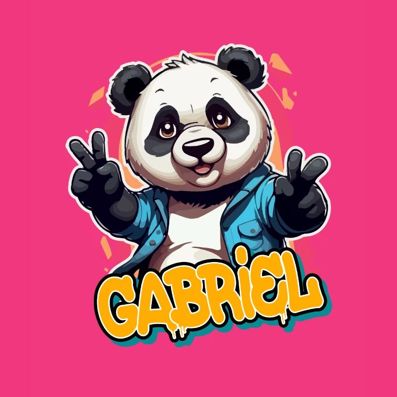 GABRIEL - Handsome boy name with cool panda