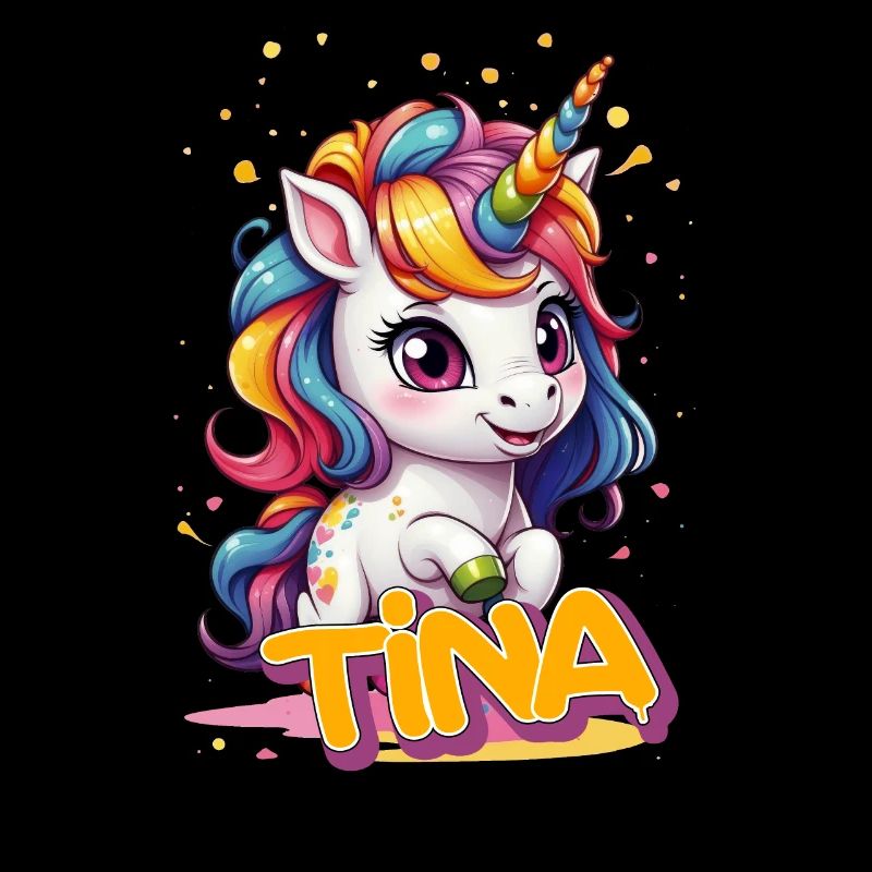 TINA - Schöner Mädchen Name mit süßem Einhorn