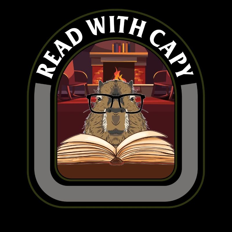 Capybara chemise, lu avec Capy lecture livre mignon
