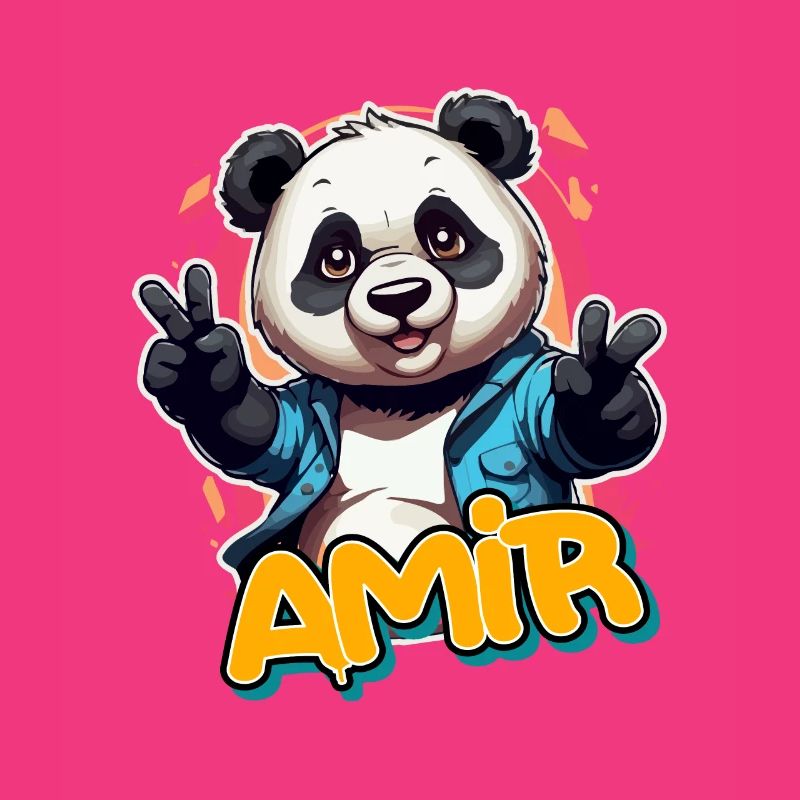 AMIR - Handsome Boy Name with Cool Panda