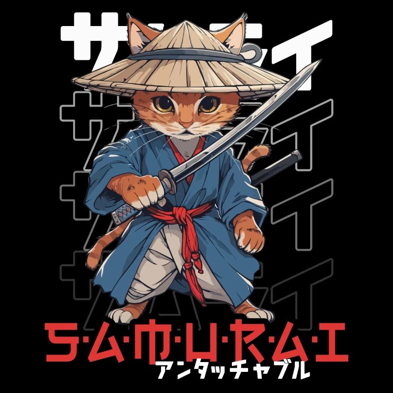 Chat Samouraï Chat Ninja Japonais Kawaii