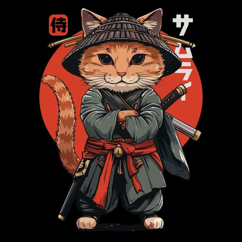 Samurai Cat Kawaii Japanische Ninja Katze