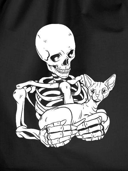 Skeleton Holding Cat