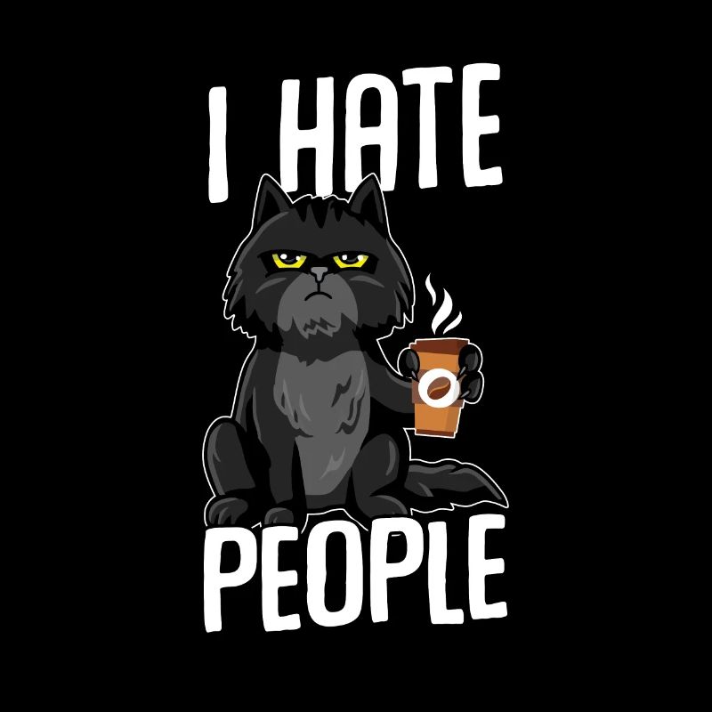Cat I hate people BLACK
