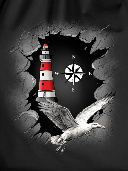 Seagull Lighthouse Compass Maritime