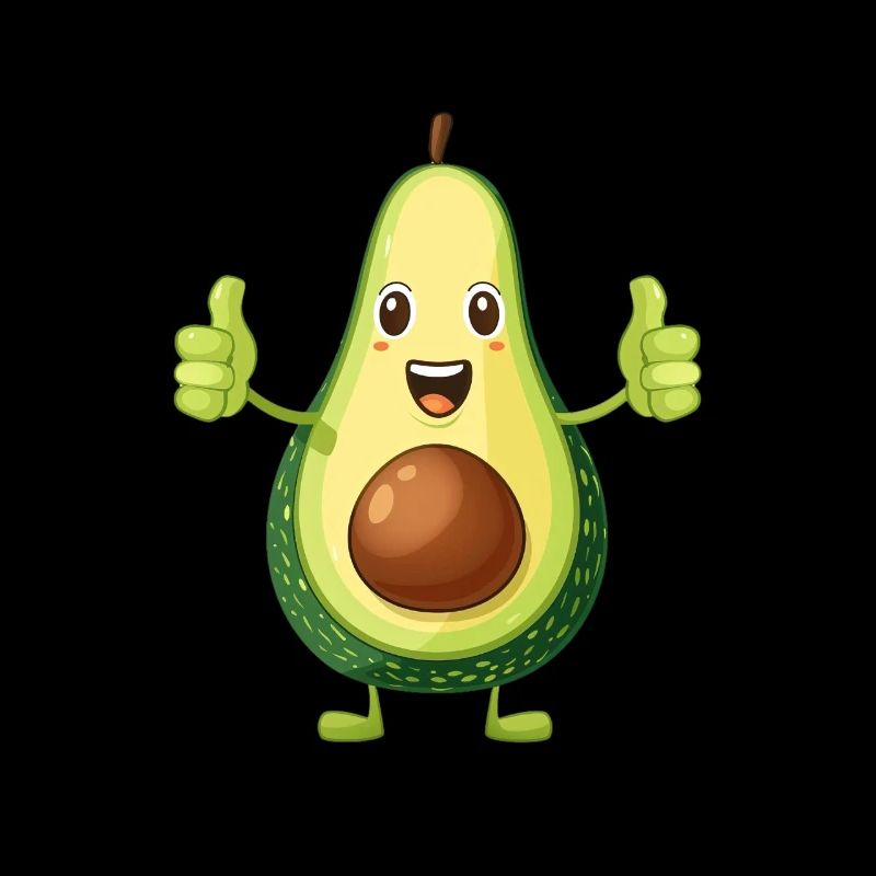 Cheerful avocado with thumbs up