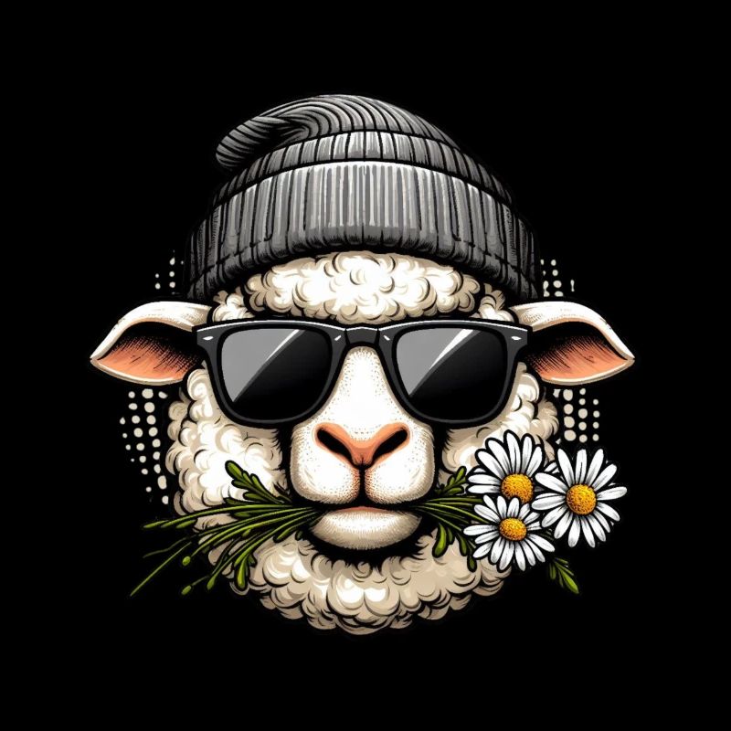 Sheep Funny Sunglasses Beanie Daisy