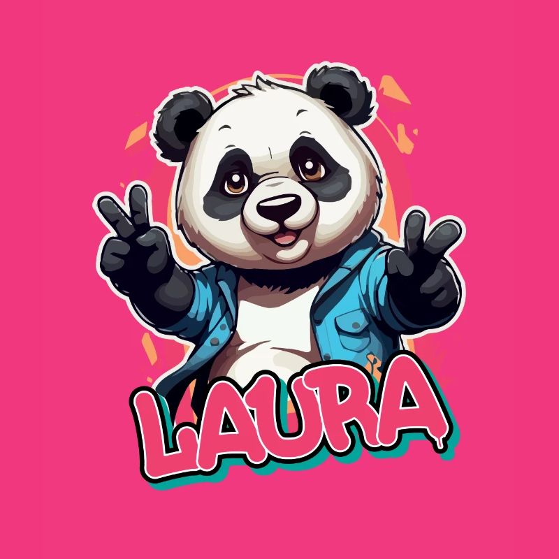 LAURA - Schöner Mädchen Name mit coolem Panda