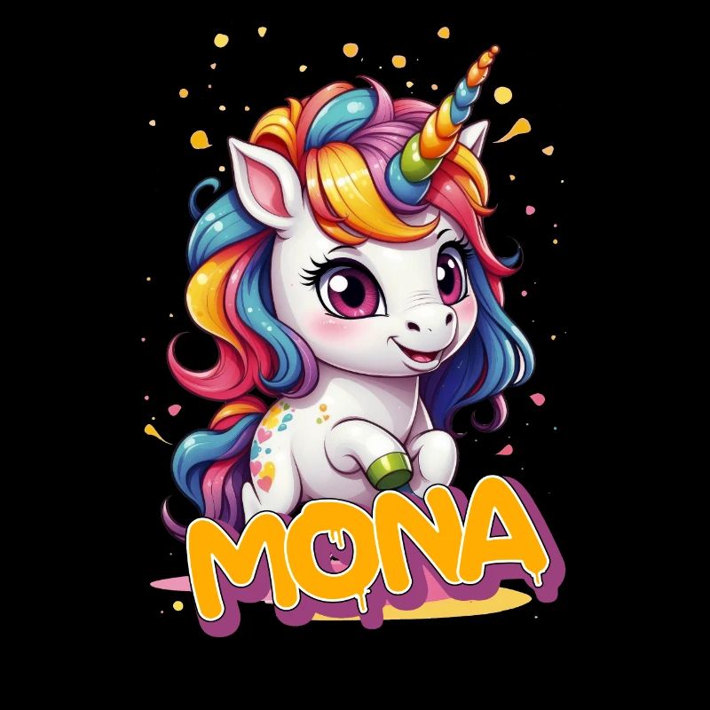 MONA - Schöner Mädchen Name mit süßem Einhorn