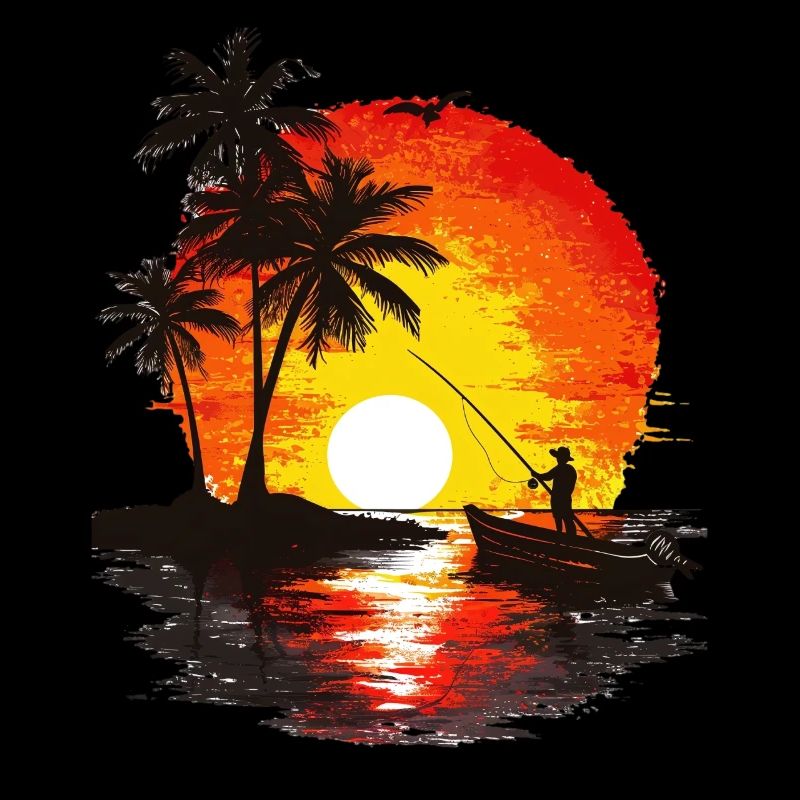 Coucher de soleil Pêche Île Tropicale