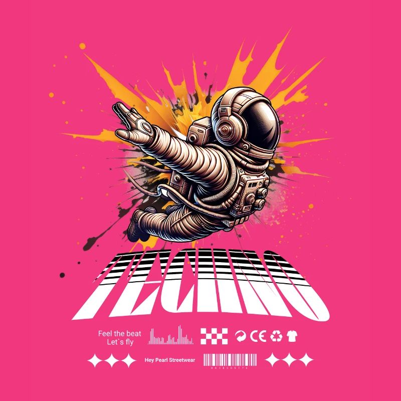 Astronaut im Sprayer-Splash Techno