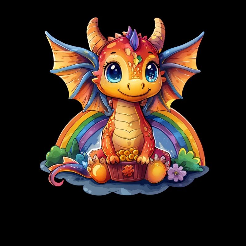 Drache St. Patricks Day Regenbogen Kinder