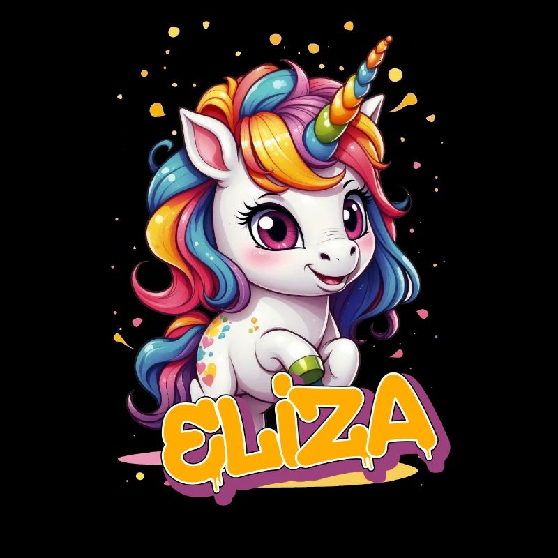 ELIZA - Schöner Mädchen Name mit süßem Einhorn