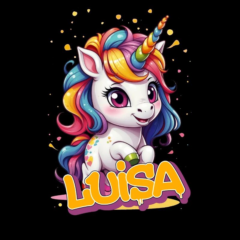 LUISA - Schöner Mädchen Name mit süßem Einhorn