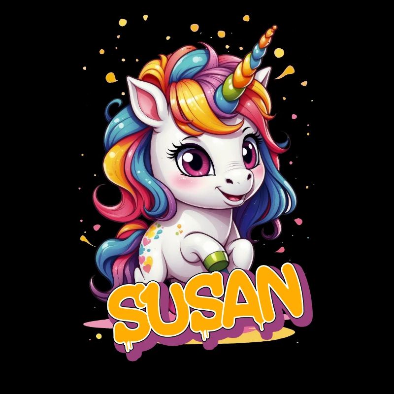 SUSAN - Schöner Mädchen Name mit süßem Einhorn