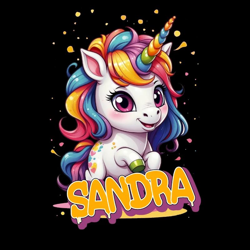SANDRA - Schöner Mädchen Name mit süßem Einhorn