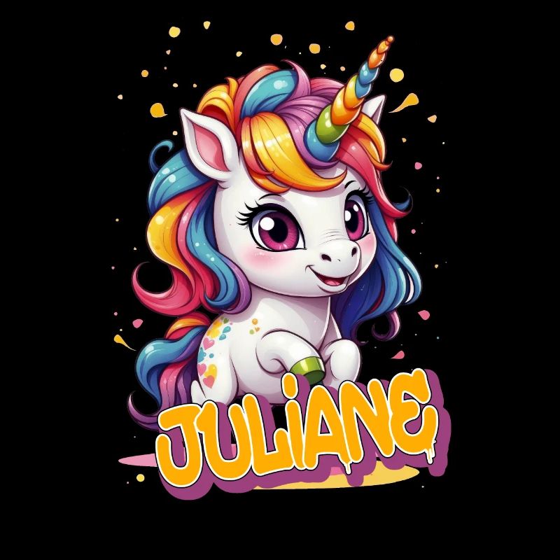 JULIANE - Schöner Mädchen Name mit süßem Einhorn