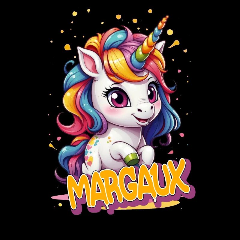 MARGAUX - Schöner Mädchen Name mit süßem Einhorn