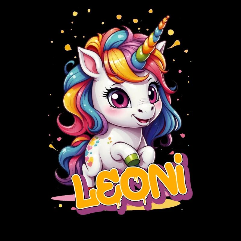 LEONI - Schöner Mädchen Name mit süßem Einhorn