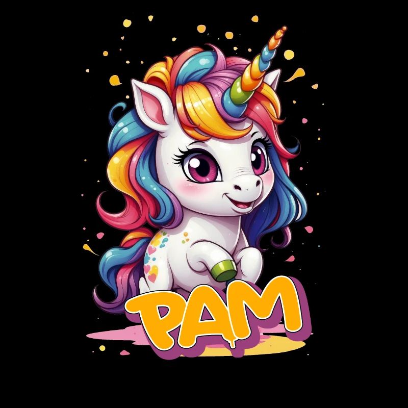 PAM - Schöner Mädchen Name mit süßem Einhorn
