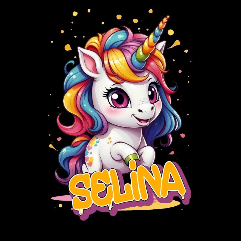 SELINA - Schöner Mädchen Name mit süßem Einhorn