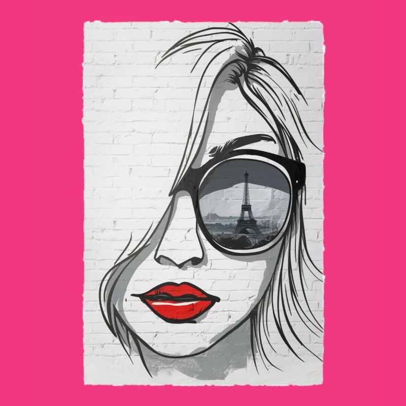 Graffiti-Mädchen in Paris - Eiffelturm