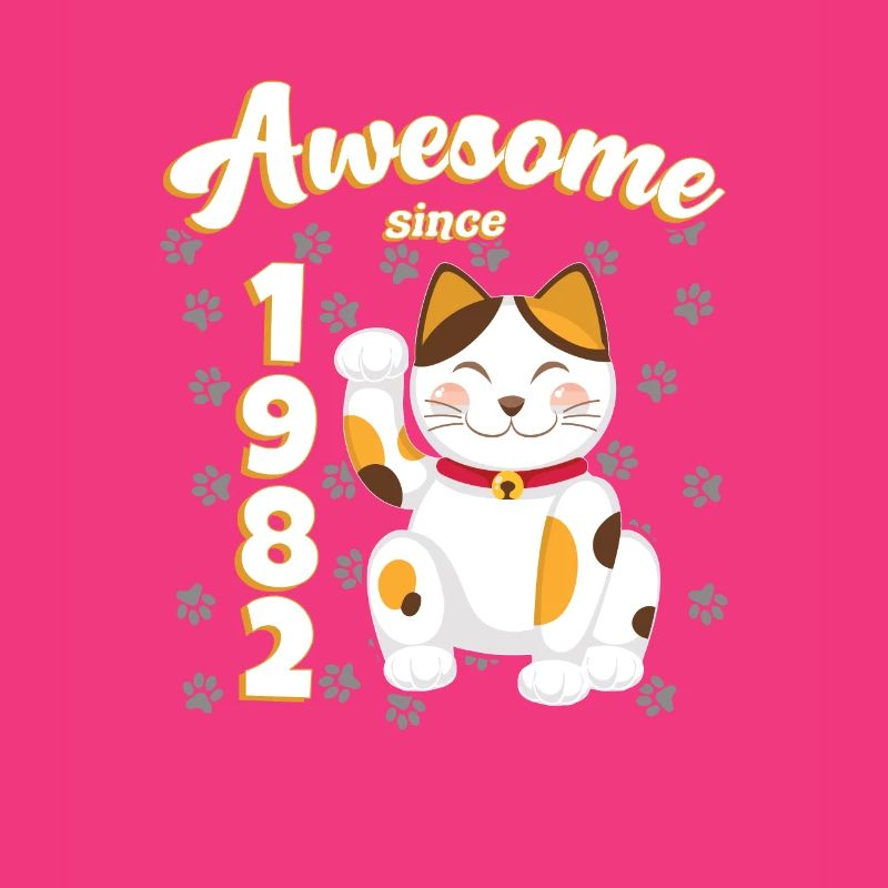 1982 Birthday Awesome since Cat Maneki neko