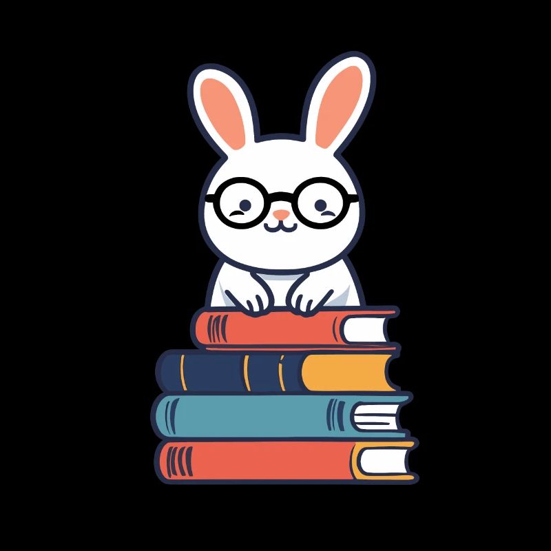 Lapin de lecture parfait de style rat de bibliothèque