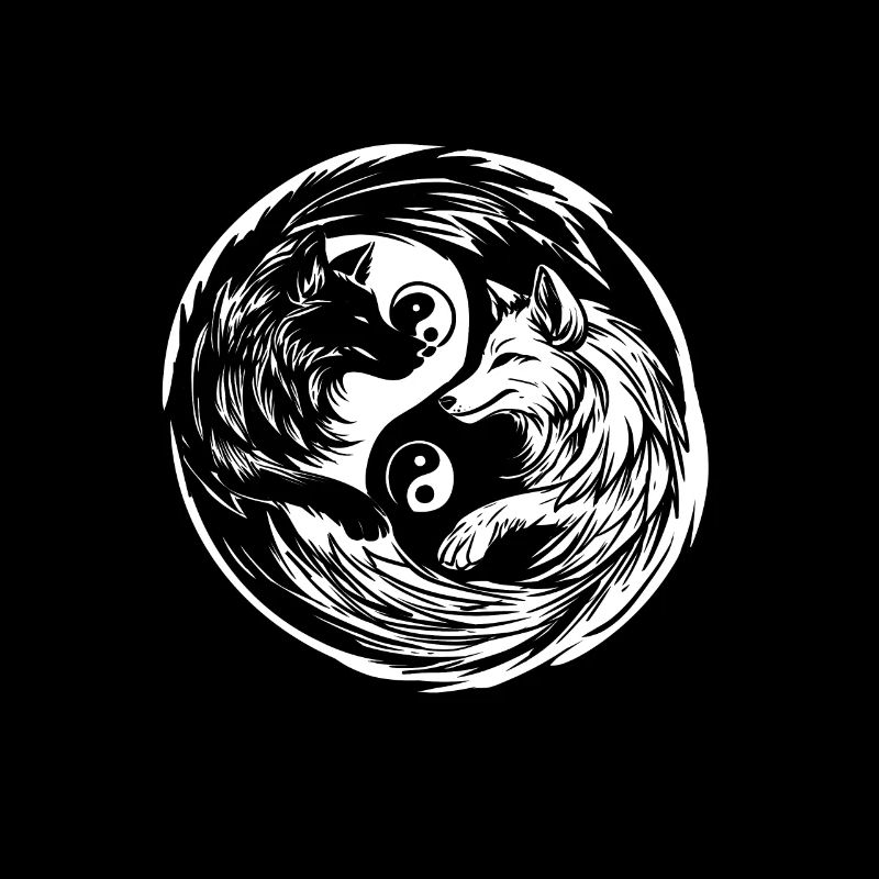 Loups Yin Yang - Harmonie et équilibre Loup mignon
