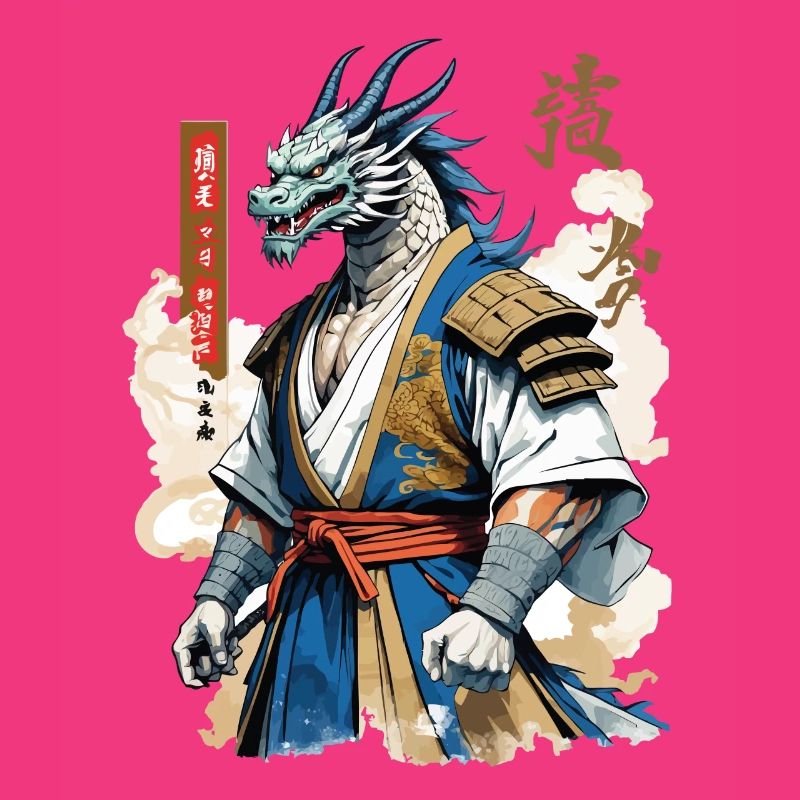 Drachen Samurai Vintage Ukiyo-e Stil