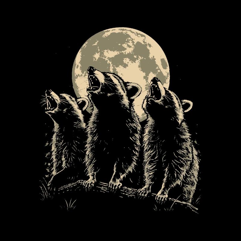 3 raton laveur lune hurlant raton laveur mignon
