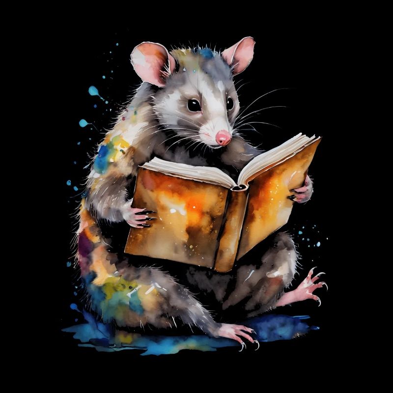 Possum Lecture Coloré Animal Design Imprimer