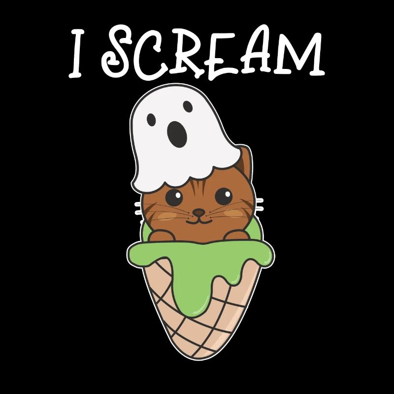Chat Halloween Ghost I Scream Ice Cream Jeu de mots
