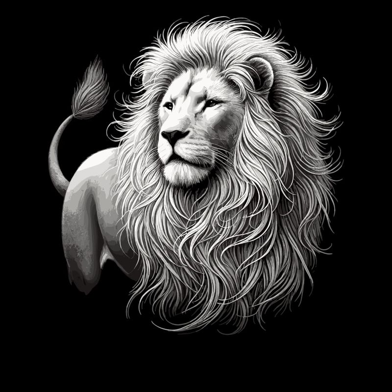Majestic White Lion – Artwork on Black